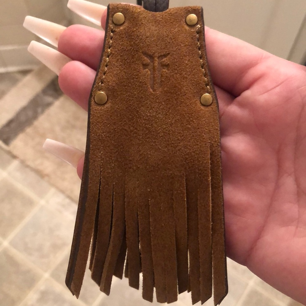 Frye Leather Fringe Key Hider Hangtag